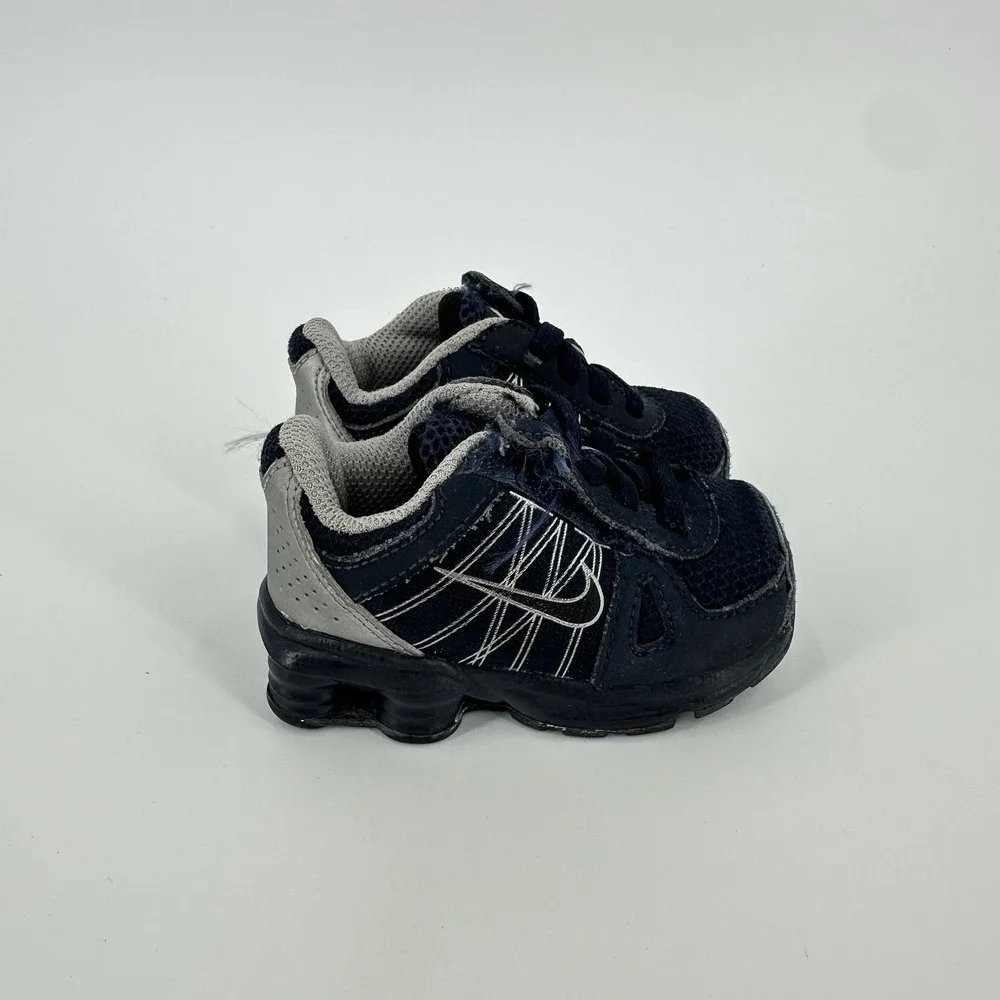Y2K Nike Shox Turbo Sneakers Size 3C Blue Baby Toddler 2010 Cool Kid Streetwear